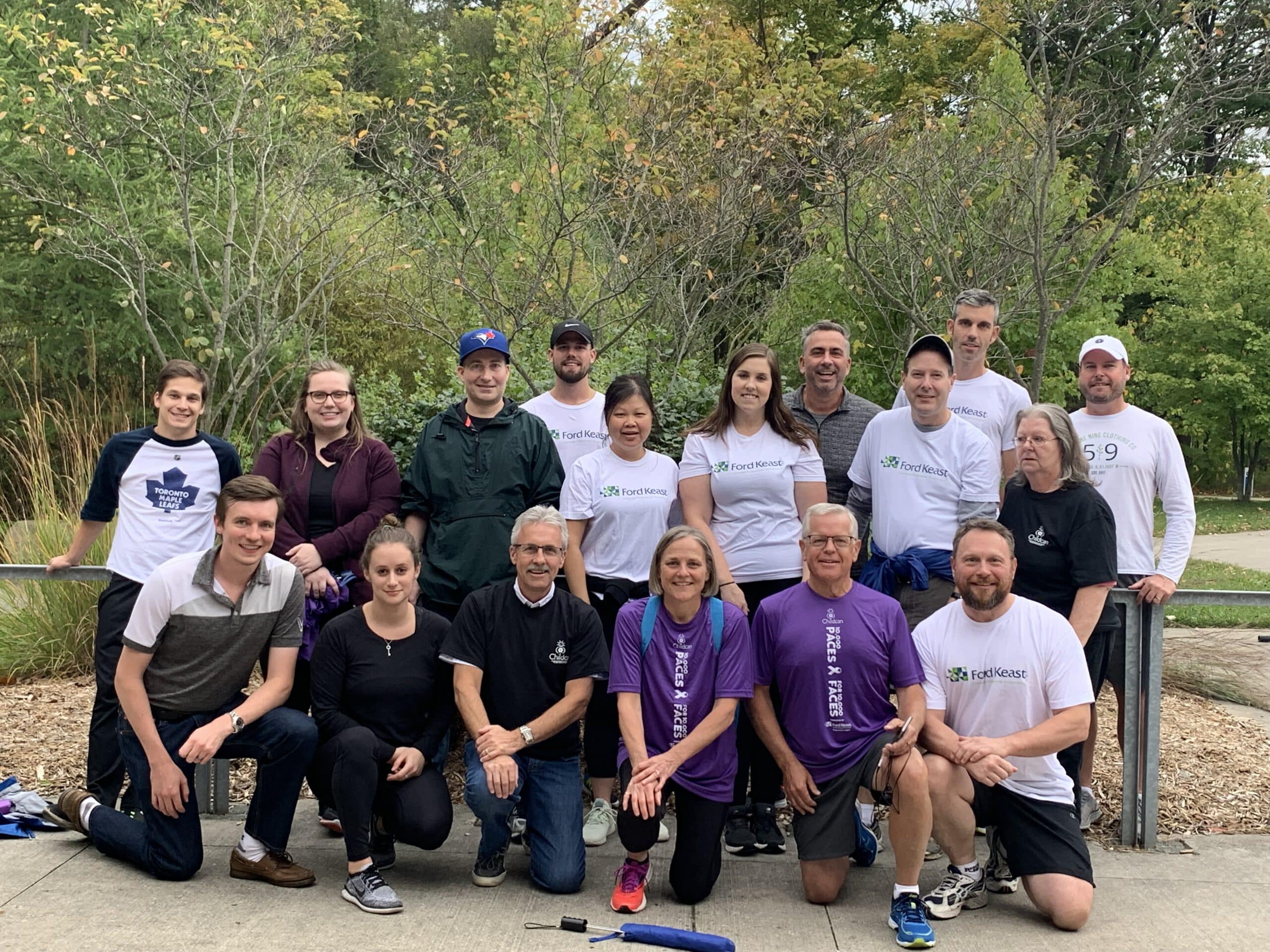 An image of the Ford Keast LLP team at the 10000 Paces for 10000 Faces event