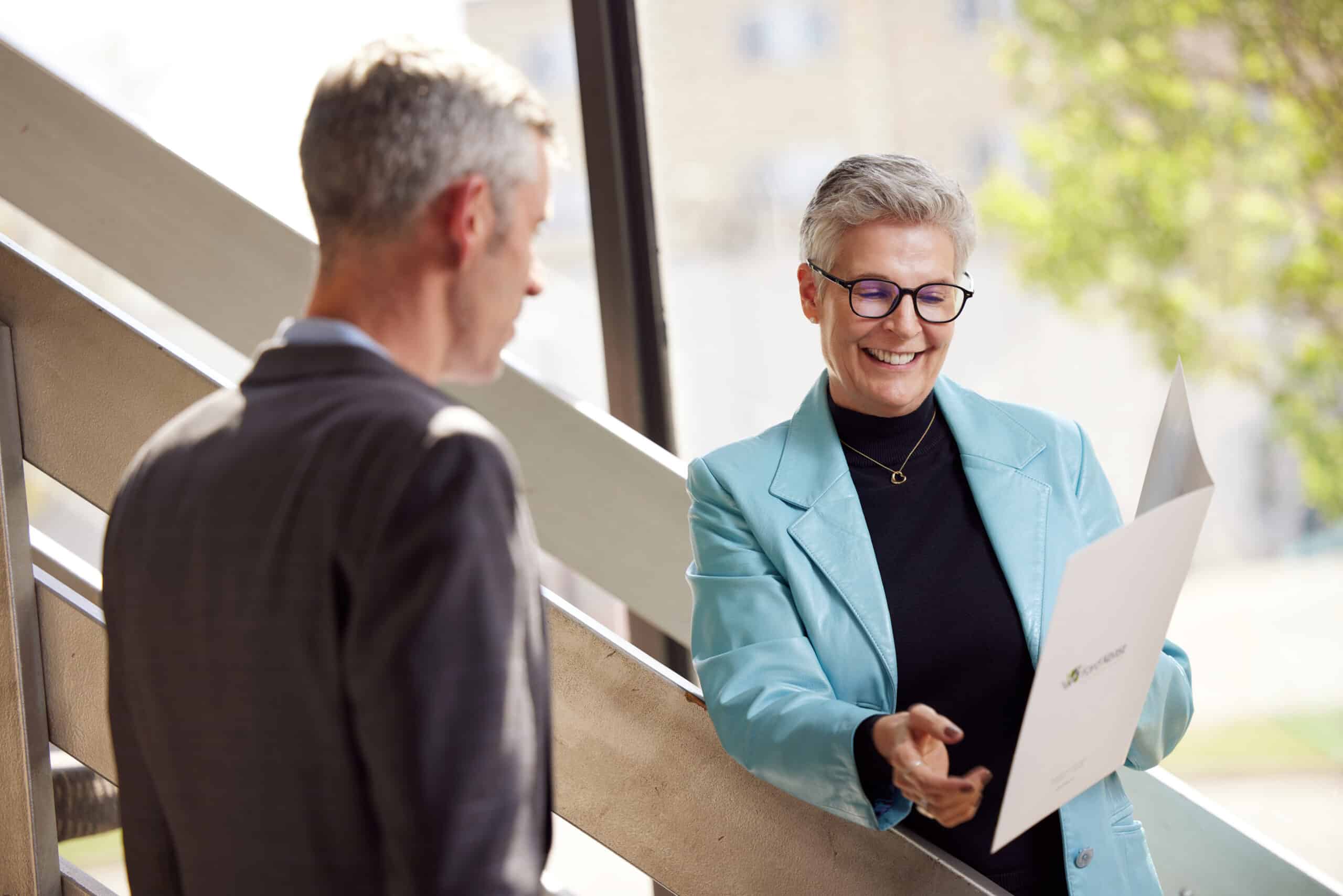 An image of Jan and Ian from Ford Keast LLP, discussing a client in the London office