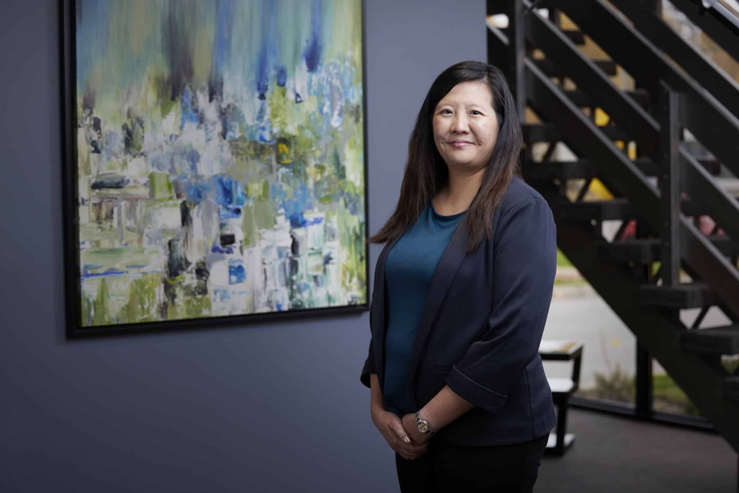 An image of Kat Jolley, QuickBooks Online Technician in the lobby of the Ford Keast LLP office in London