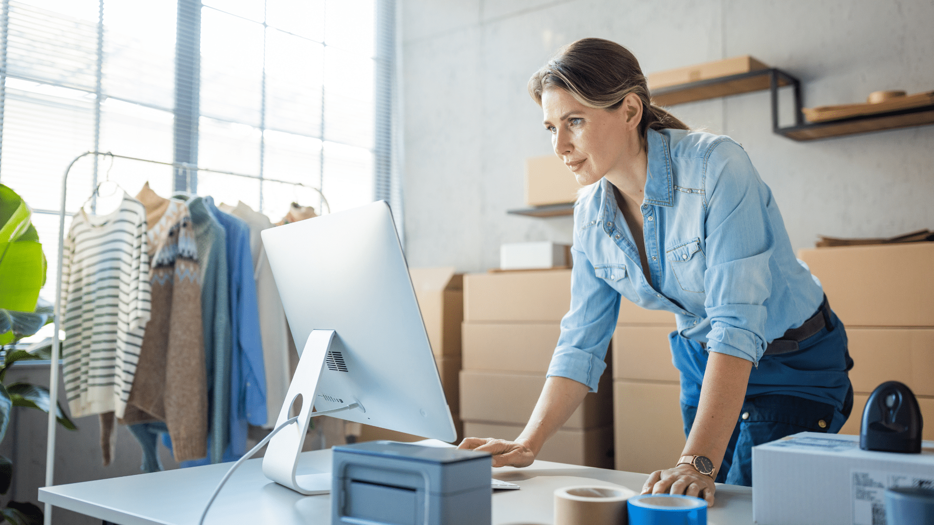 An image of a successful London Ontario small business owner working at her desk.