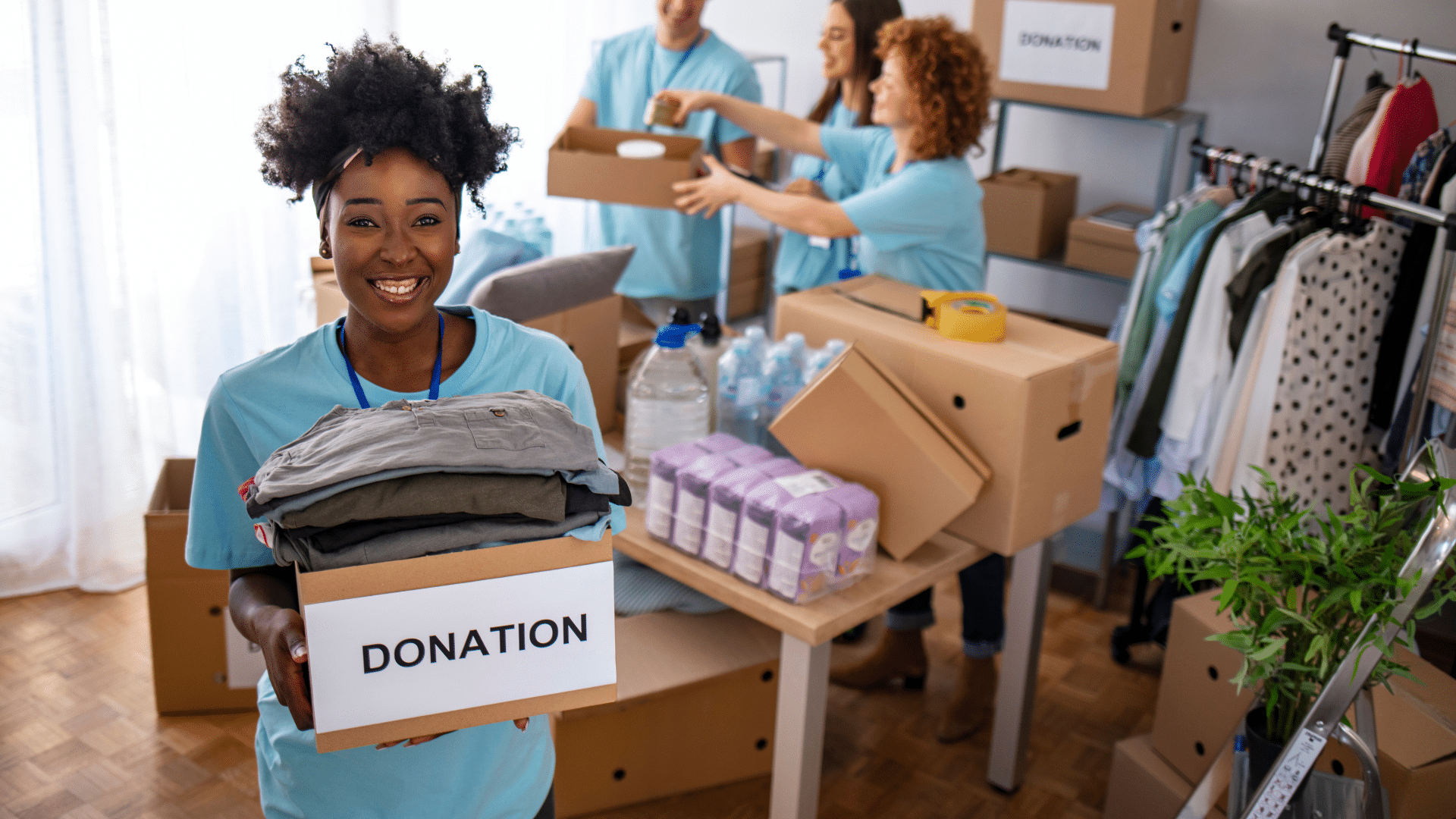 A Not-For-Profit (NPO) worker onsite at their local donation centre in London.