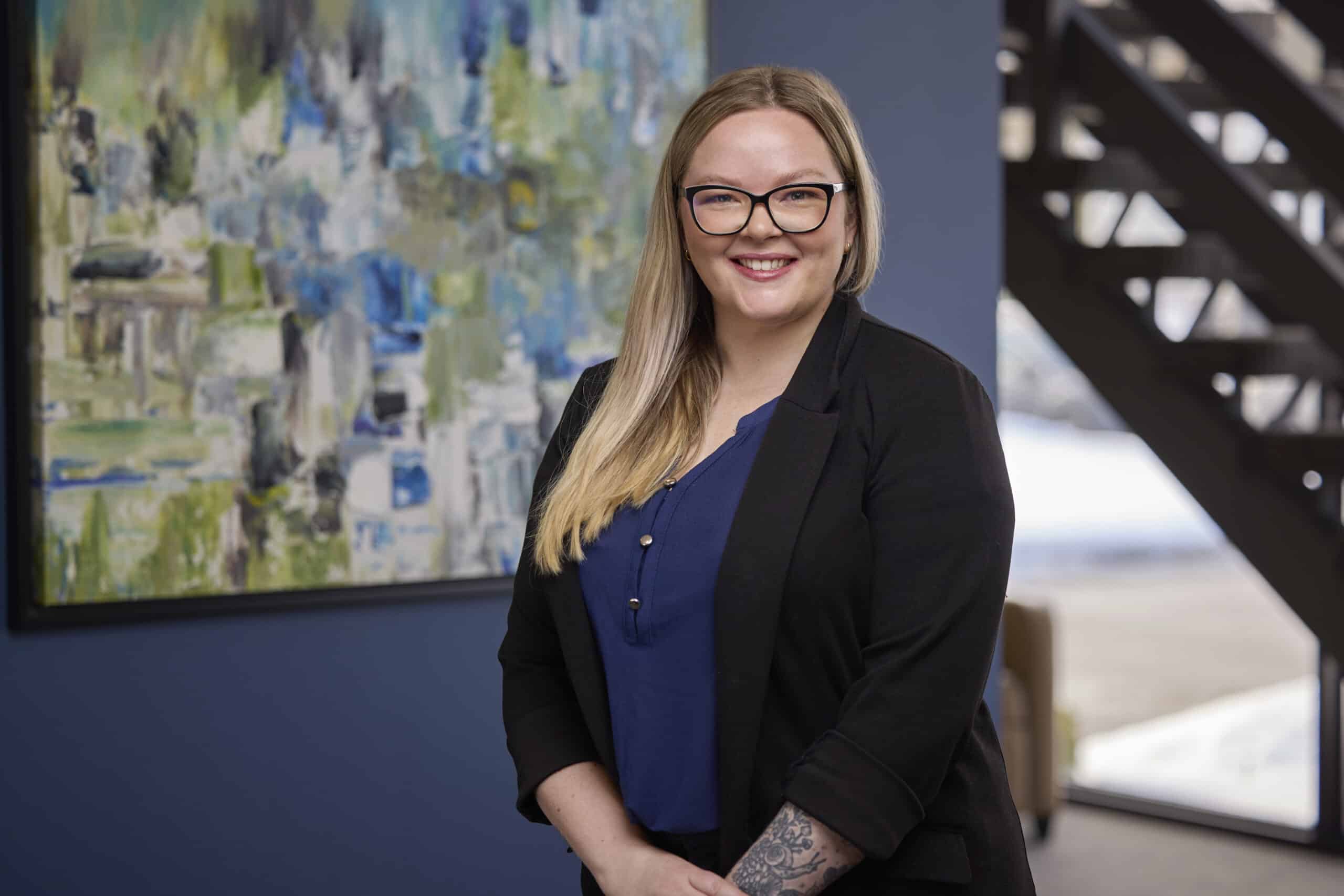 An image of Bailey Sherrah in the office of Ford Keast LLP in London, Ontario