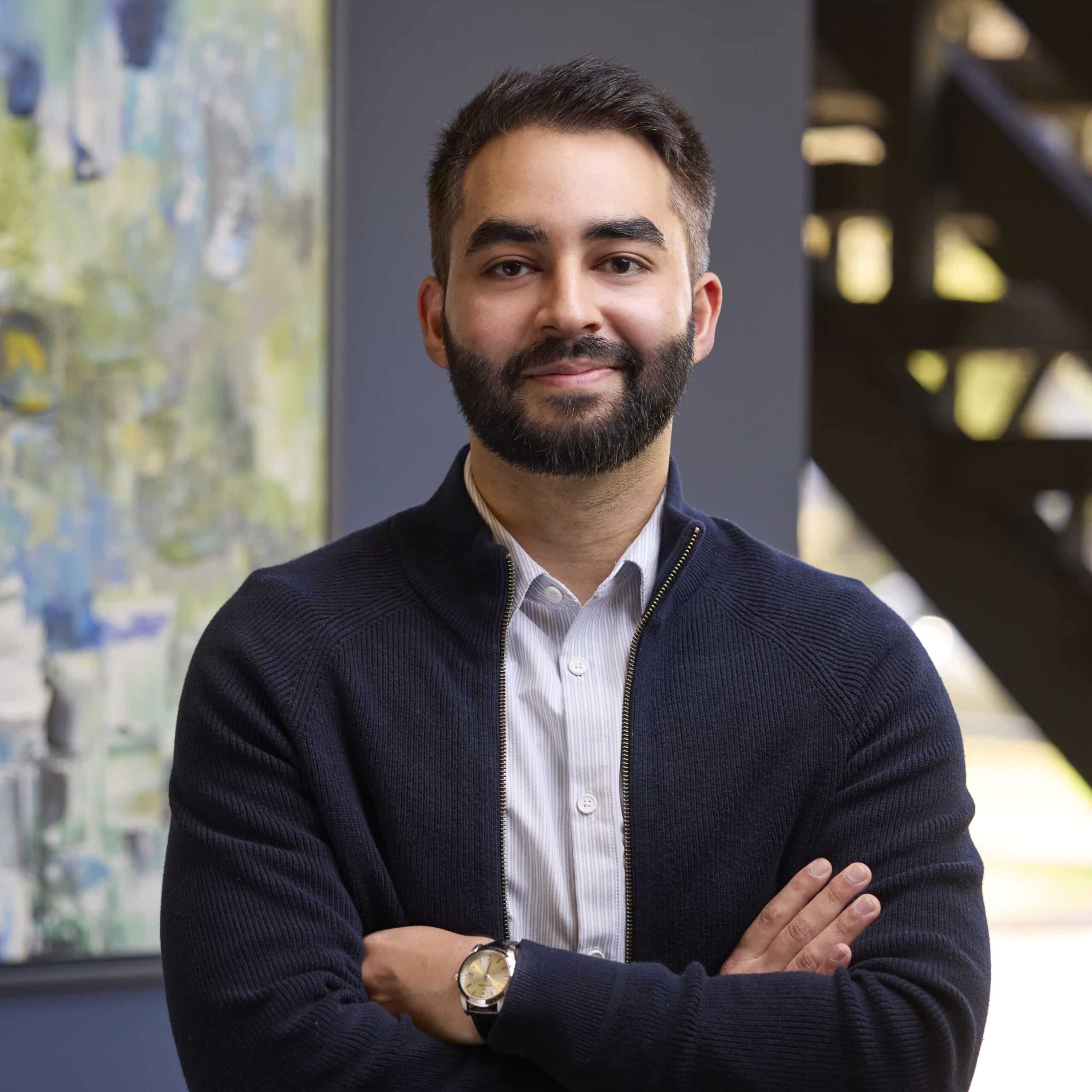 A thumbnail image of Zain Qureshi in the Ford Keast LLP office in London Ontario