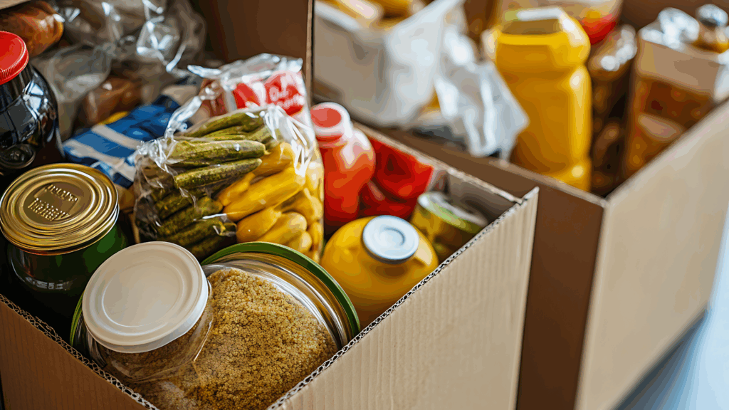 An image of some donations that are left on a table at a local London NPO.