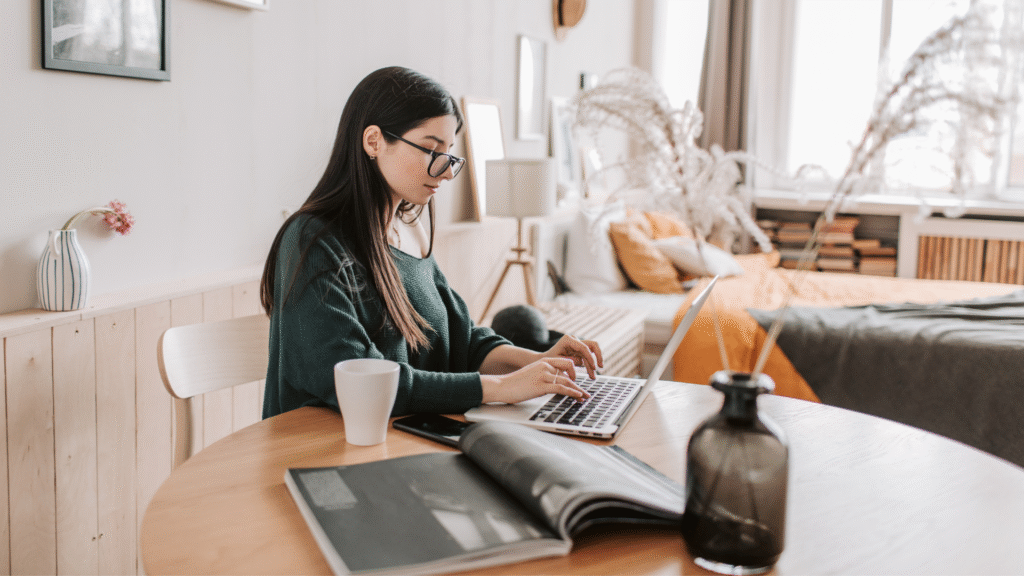 An image of an entrepreneur in London Ontario who is working on how much she should pay herself this coming year.