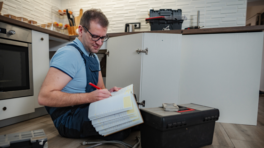 An image of a small business owner in London Ontario who is currently writing up a quote for a client
