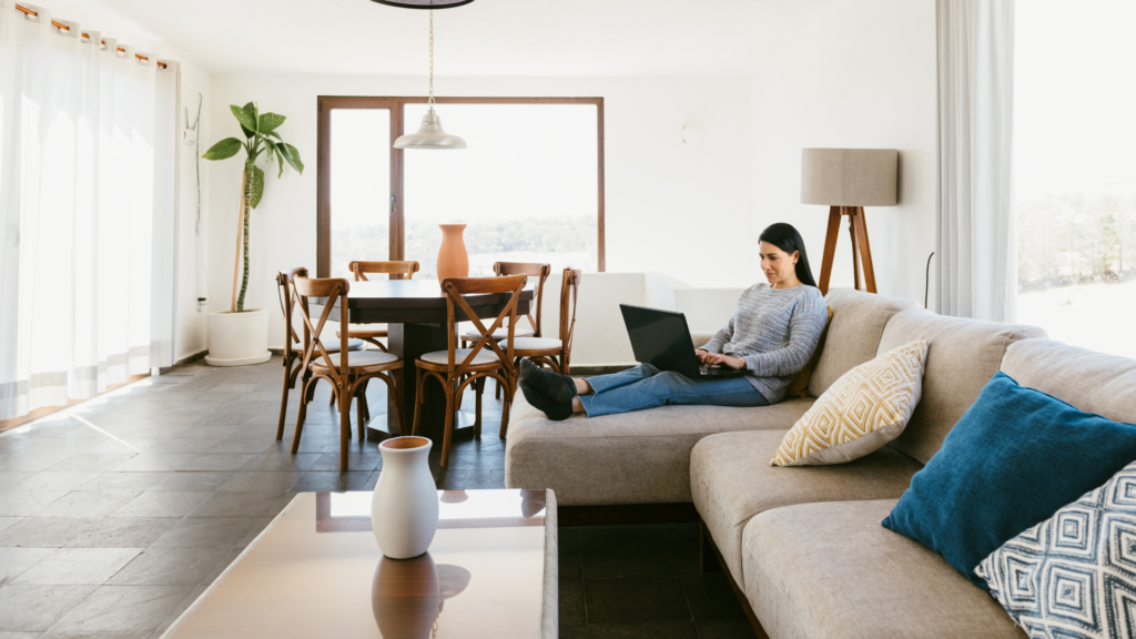 An image of a landlord reviewing her rental income properties in London Ontario for the coming year.